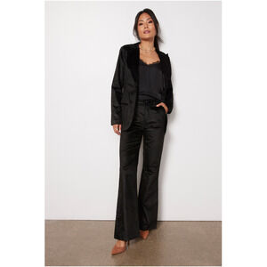 LEVEL 99 NWT Evereve Percy Black Velvet Wide Leg Trouser Pant // 30